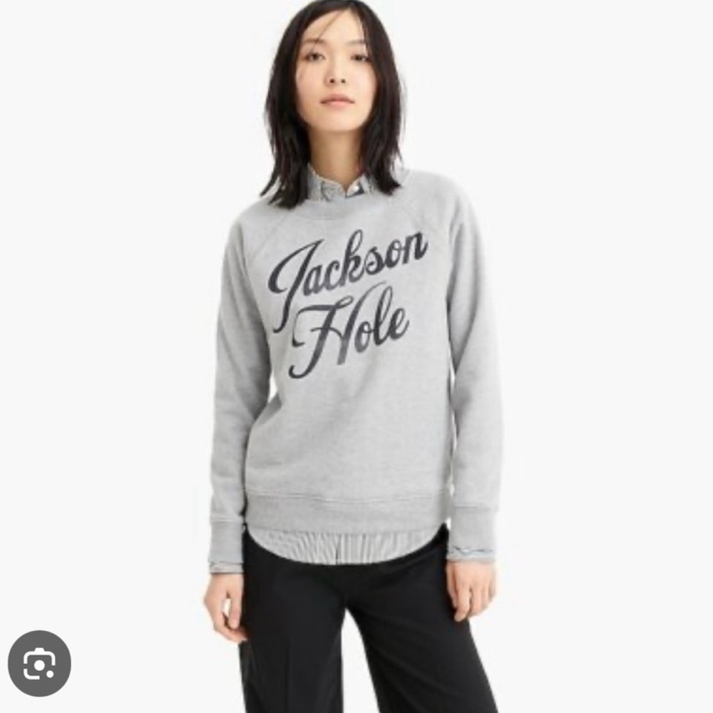 J. Crew Jackson Hole Graphic Sweatshirt Crewneck Cotton Retro Heather Grey Large